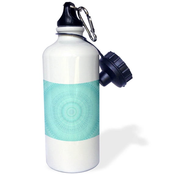 3dRose, Turquoise Mandala - abstract circular geometric pattern design, Flip Straw 21oz Water Bottle