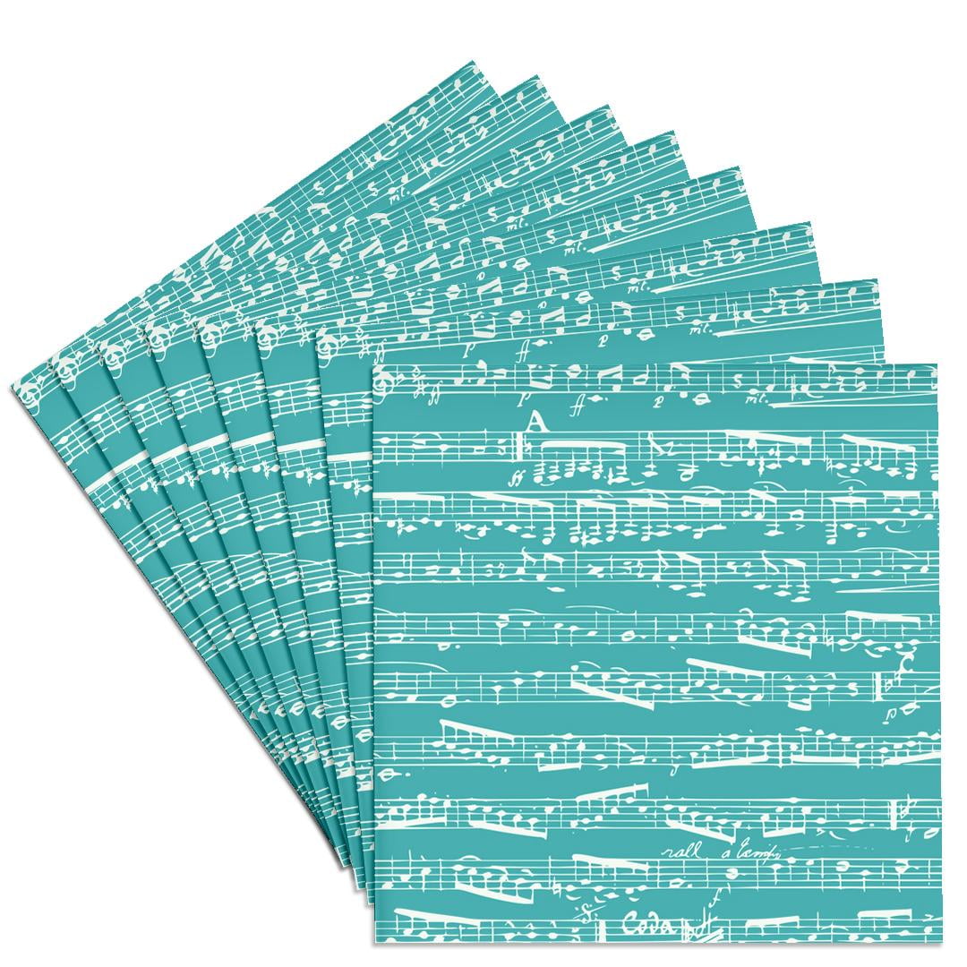 3dRose, Turquoise Musical notes - stylish sheet music - teal aqua blue ...