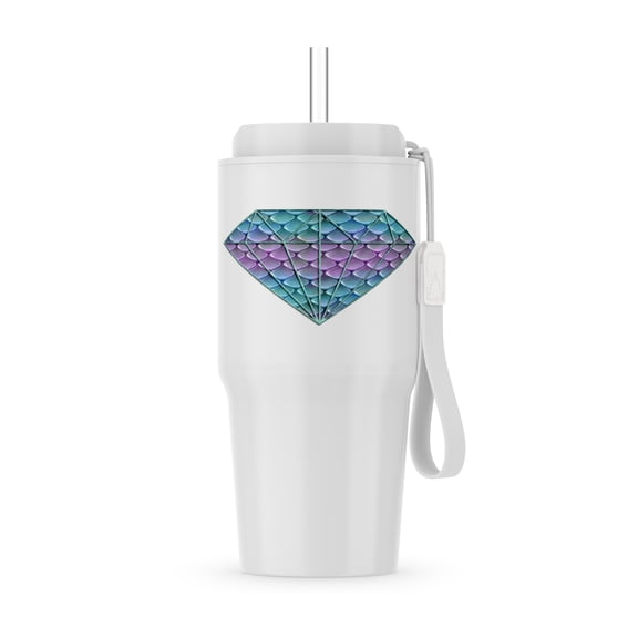 Turquoise Pink Diamond With Mermaid Pattern, 20oz Tumbler