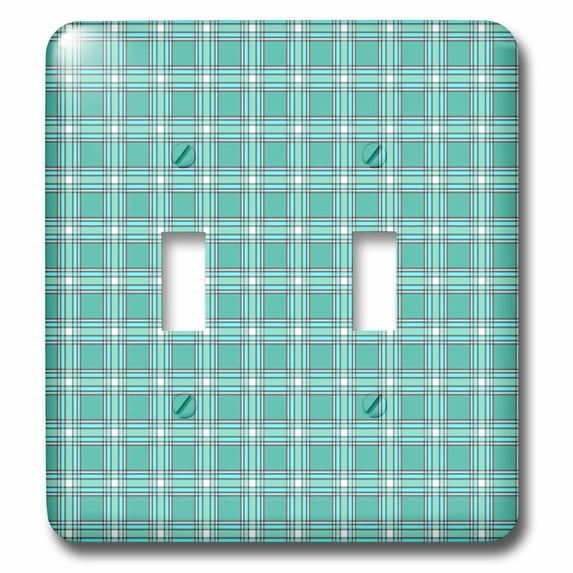 3dRose, Turquoise Plaid, double toggle switch