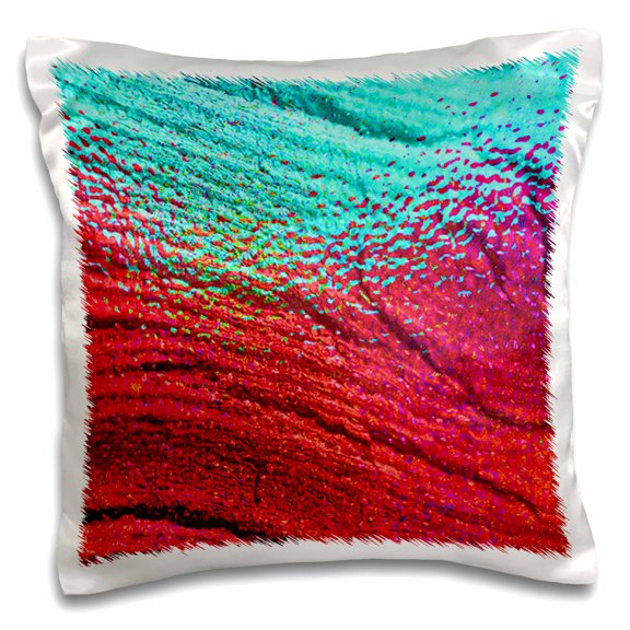 3drose, Turquoise Red Speckled Wood, 16x16 inch Pillow Case