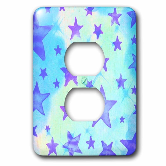 3dRose, Turquoise and Purple Stars, 2 plug outlet cover
