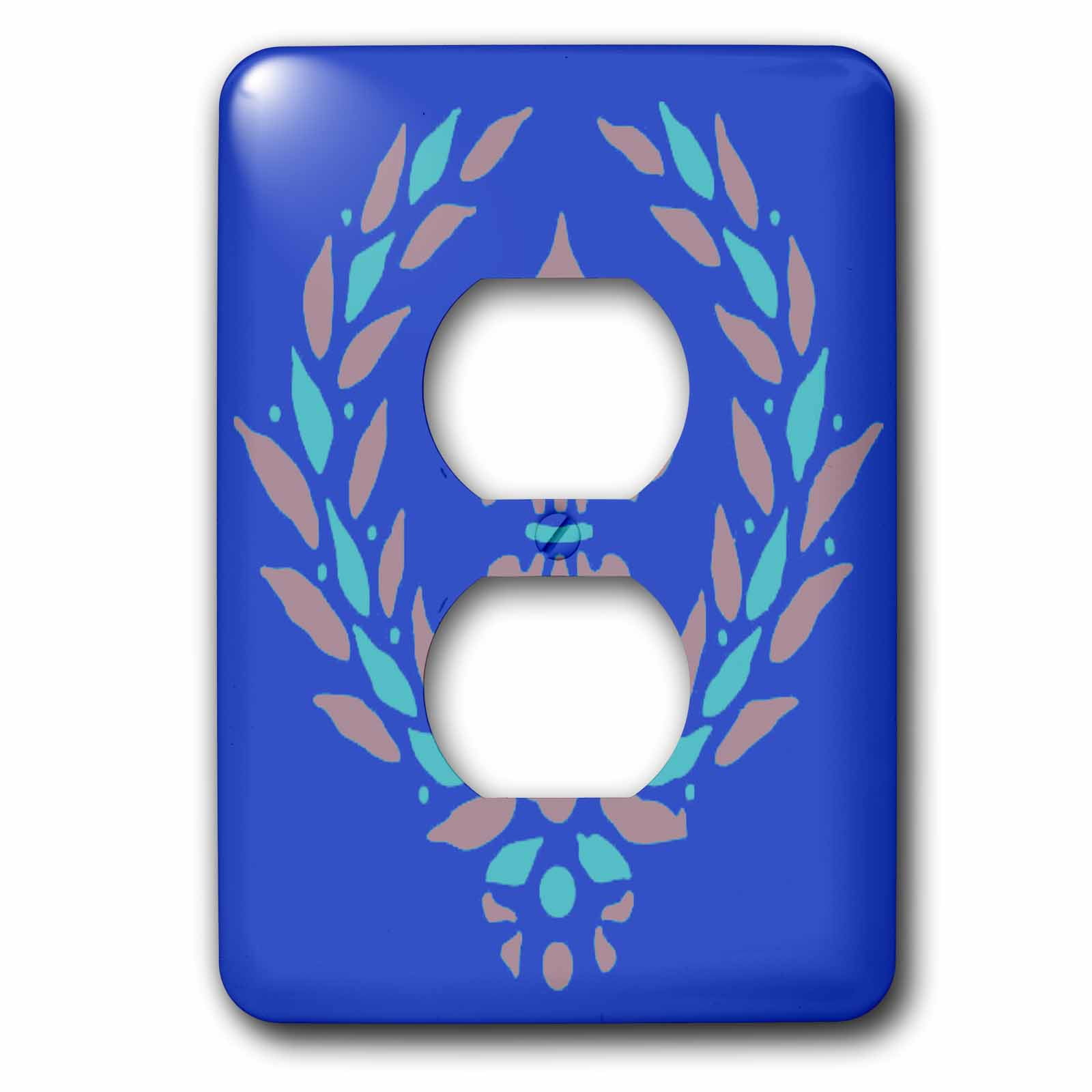 3dRose, Turquoise and Soft Red Medieval Design, 2 plug outlet cover