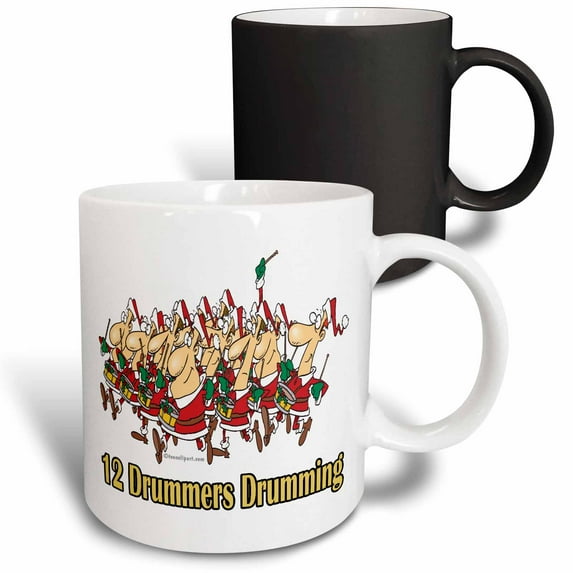 3drose, Twelve Drummers Drumming, 11oz Magic Transforming Mug