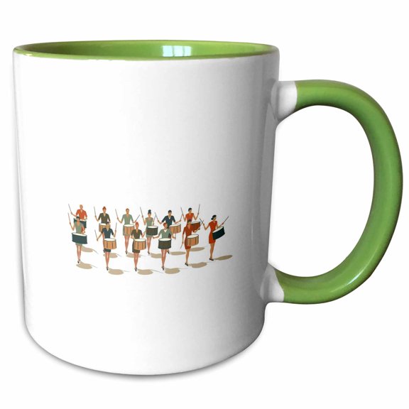 3drose, Twelve Drummers Drumming Contemporary Mid-mod Stencil-style, 11oz Two-tone Green Mug