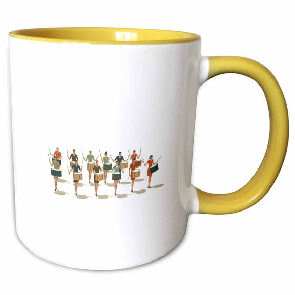 3drose, Twelve Drummers Drumming Contemporary Mid-mod Stencil-style, 11oz Two-tone Yellow Mug