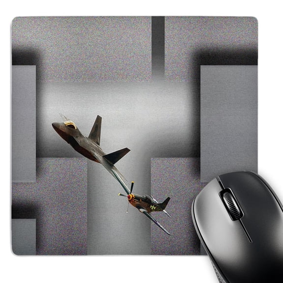 3dRose, Two Planes in Air Show Flying Close Together on Gray Back Drop that has been Beveled and Texturized, MousePad