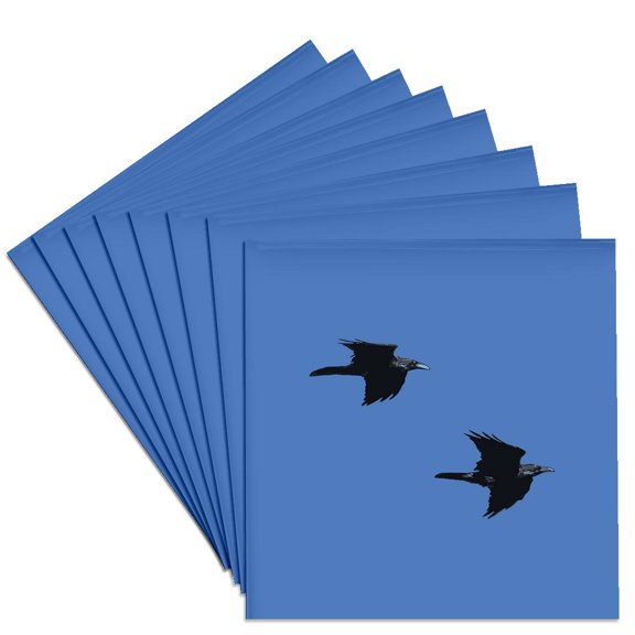 3drose, Two Ravens in Flight Vector Cut Out, Set of 8 Ceramic Tile Coasters
