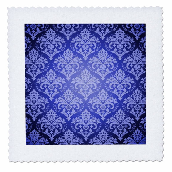 3dRose, Two Tone Blue Royal Damask, 10x10 inch quilt square