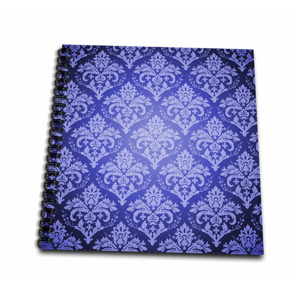 3dRose, Two Tone Blue Royal Damask, Drawing Book 8 x 8 inch