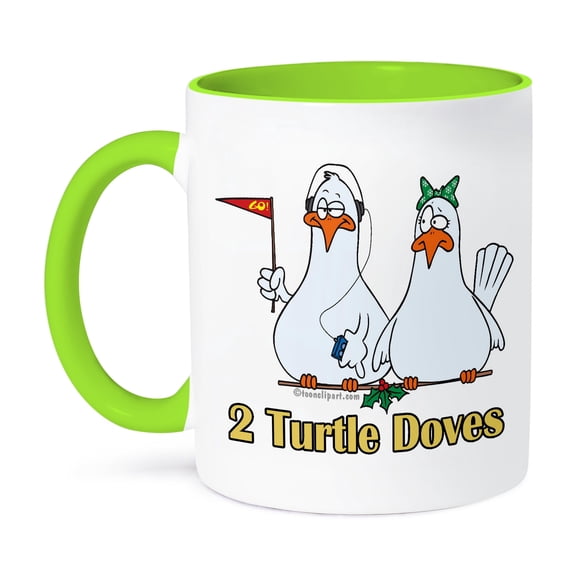 3dRose, Two Turtle Doves, 11oz Two-Tone Green Mug