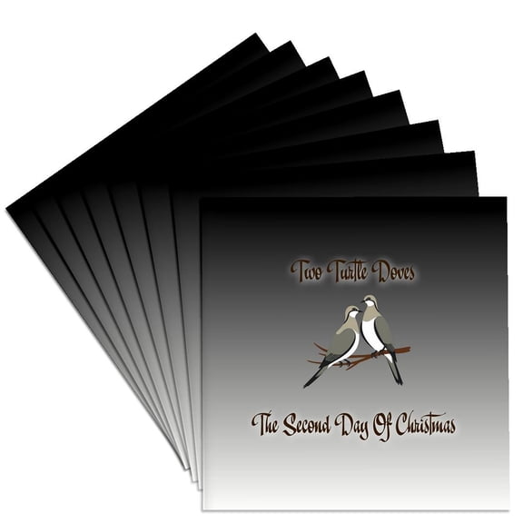 3drose, Two Turtle Doves Christmas Holiday Greeting, Set of 8 Ceramic Tile Coasters