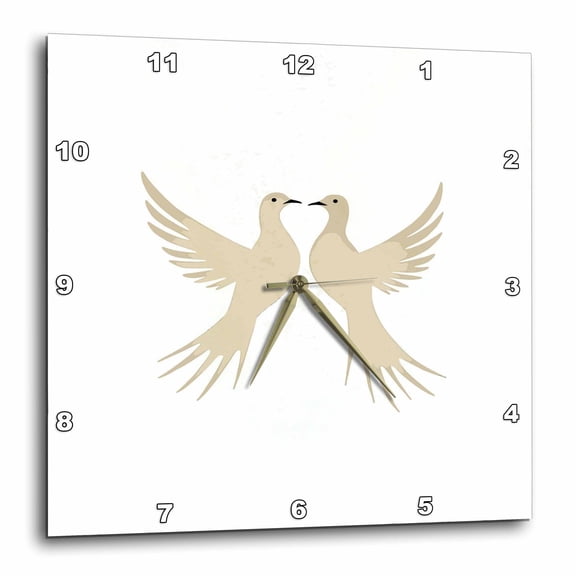 3drose, Two Turtle Doves Cut-out Stencil Retro Style, 15x15 Wall Clock