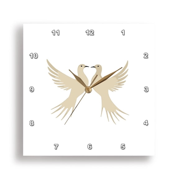 3dRose, Two Turtle Doves Cut-Out Stencil Retro Style , 15x15 Wall Clock
