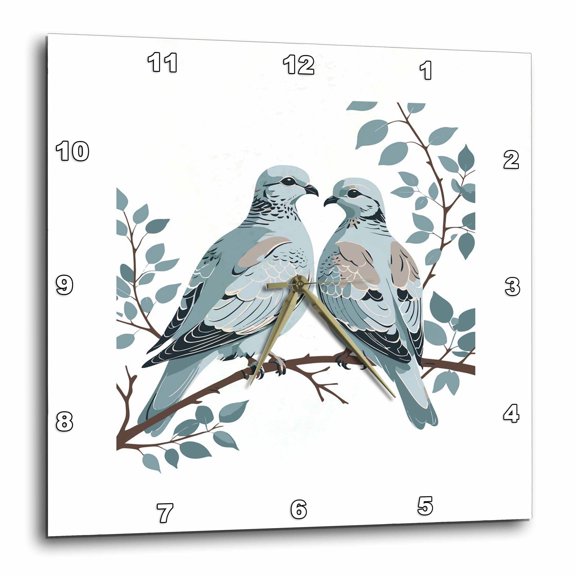 3drose, Two Turtle Doves Cut-out Stencil-style, 13x13 Wall Clock
