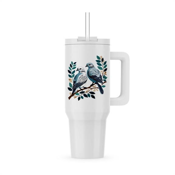 Two Turtle Doves Cut-Out Stencil-Style , 40oz Tumbler
