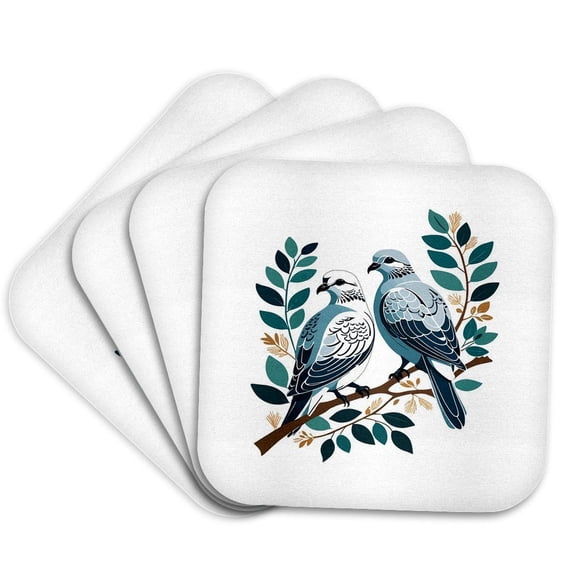 3drose, Two Turtle Doves Cut-out Stencil-style, Set of 4 Coasters - Soft