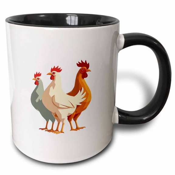 3drose, Two Turtle Doves Cut-out Stylized Stencil Retro Style, 11oz Two-tone Black Mug