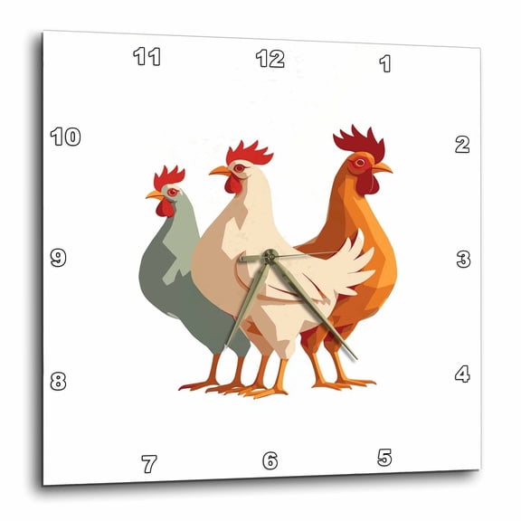3drose, Two Turtle Doves Cut-out Stylized Stencil Retro Style, 13x13 Wall Clock