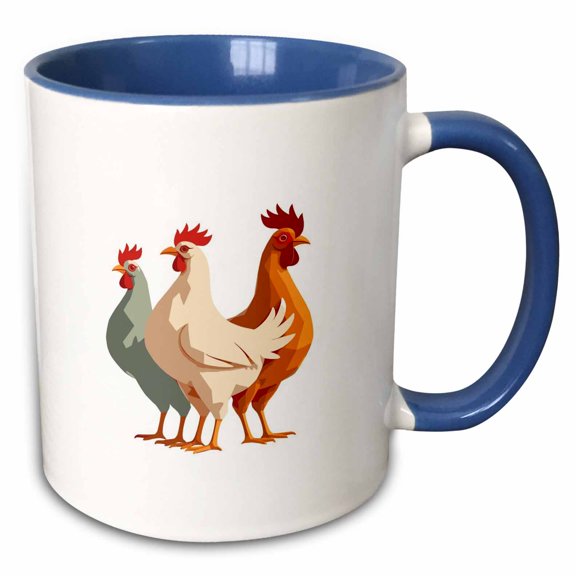 3drose, Two Turtle Doves Cut-out Stylized Stencil Retro Style, 15oz Two-tone Blue Mug