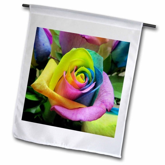 3dRose, Tye Dye Roses, 12 x 18 inch Garden Flag