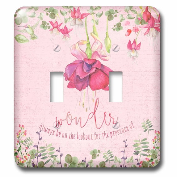 3dRose, Typography floral watercolor pink Vintage Shabby-chic wonder flower , double toggle switch