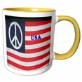thumbnail image 1 of 3drose, U Sa Flag with Peace Sign, 15oz Two-tone Yellow Mug, 1 of 6