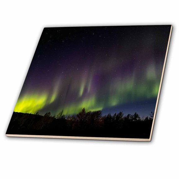 3dRose, USA, Alaska, Aurora borealis and stars., 8 Inch Glass Tile