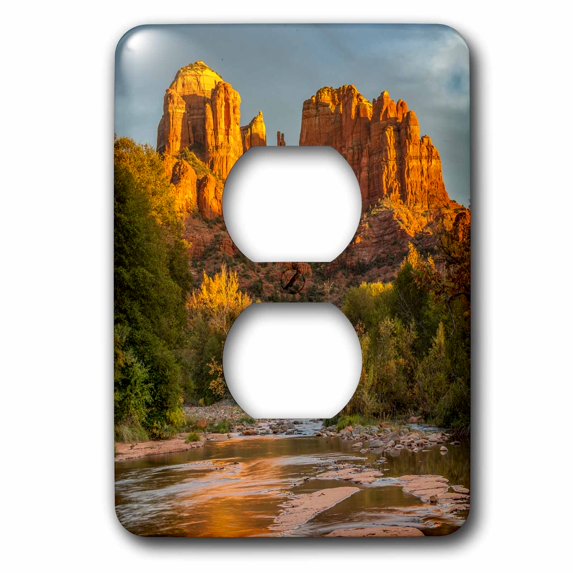 3dRose, USA, Arizona, Sedona, Cathedral Rock, 2 plug outlet cover