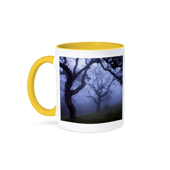 3dRose, USA, California, Bay Area, Mt Diablo SP, California Black Oaks, 15oz Two-Tone Yellow Mug