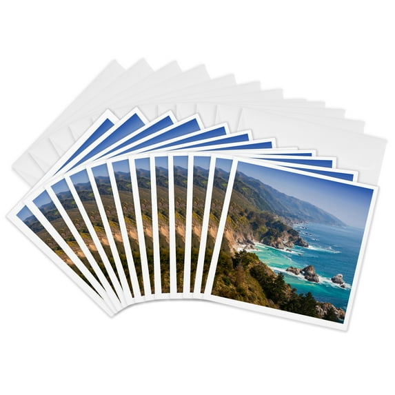 3dRose, USA, California. California coast, Big Sur region., 12 Greeting Cards with envelopes