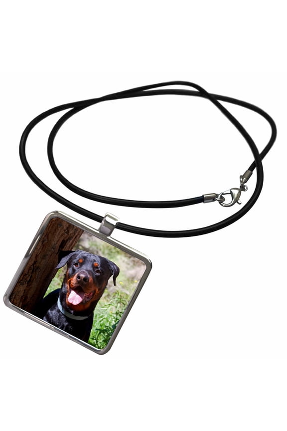 , USA, California. Rottweiler by a tree., Necklace With Rectangle Pendant