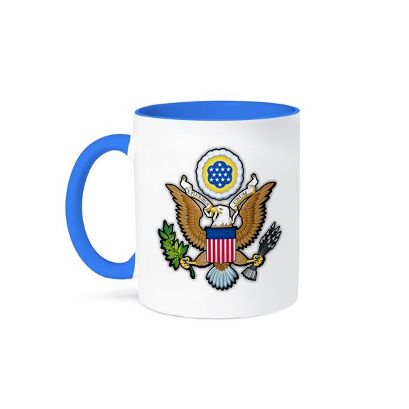 3dRose, USA Coat of Arms National Symbol Icon United States of America, 15oz Two-Tone Blue Mug