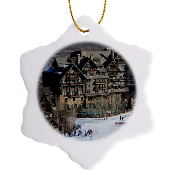 3drose, Usa, Colorado, Beaver Creek, Ritz Carlton Hotel - Us06 Wbi0050 - Walter Bibikow, 3 inch Snowflake Porcelain Ornament