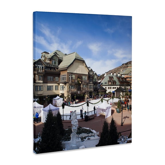 3dRose, USA, Colorado, Beaver Creek Ski Resort ice rink - US06 WBI0044 - Walter Bibikow, Museum Grade Canvas Wrap 11x14