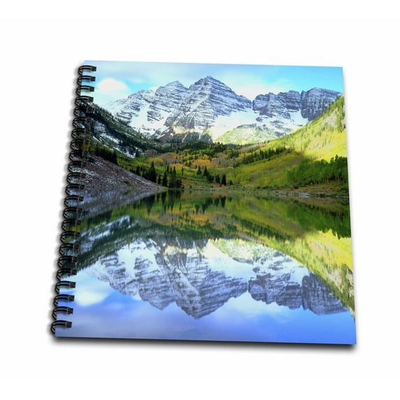 3dRose, USA, Colorado. Rocky Mountains, Maroon Bells reflect in Maroon Lake., Drawing Book 8 x 8 inch