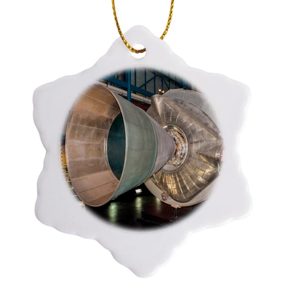 3drose, Usa, Florida, Kennedy Space Center, Nasa, Saturn V Command Module., 3 inch Snowflake Porcelain Ornament