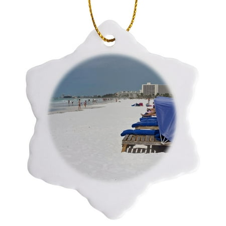 3dRose, USA, Florida, Sarasota, Crescent Beach, Siesta Key - US10 BFR0132 - Bernard Friel, 3 inch Snowflake Porcelain Ornament
