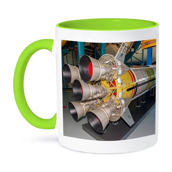 3dRose, USA, Florida, Titusville, Kennedy Space Center, NASA, Saturn V replica, 11oz Two-Tone Green Mug