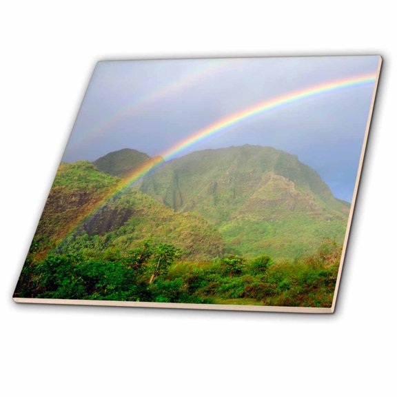 3dRose, USA, Hawaii, Kauai. Hawaiian Rainbow., 12 Inch Ceramic Tile
