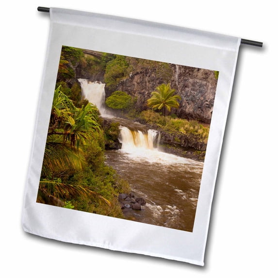 3dRose, USA, Hawaii, Maui, Seven Sacred Pools, Waterfalls - US12 BJY0022 - Jaynes Gallery, 12 x 18 inch Garden Flag