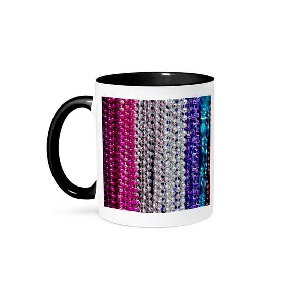 3drose, Usa, Louisiana, New Orleans. Mardi Gras Beads., 15oz Two-tone Black Mug