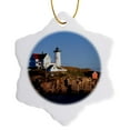 thumbnail image 1 of 3drose, Usa, Maine, York, Lighthouse., 3 inch Snowflake Porcelain Ornament, 1 of 7