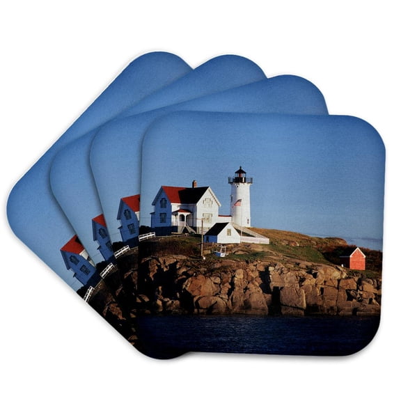 3drose, Usa, Maine, York, Lighthouse., Set of 4 Coasters - Soft