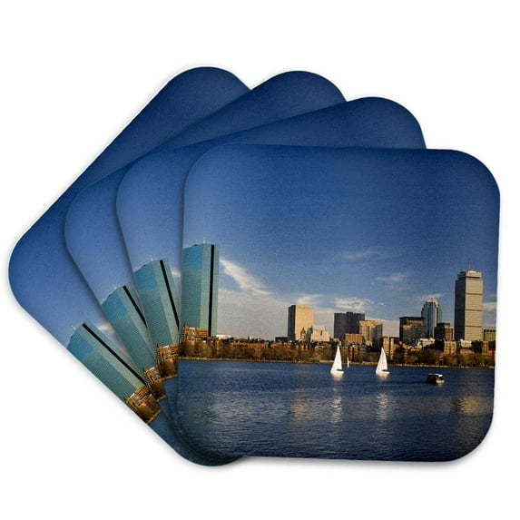 3drose, Usa, Massachusetts, Boston. Back Bay, Sunset - Us22 Wbi0556 - Walter Bibikow, Set of 4 Coasters - Soft