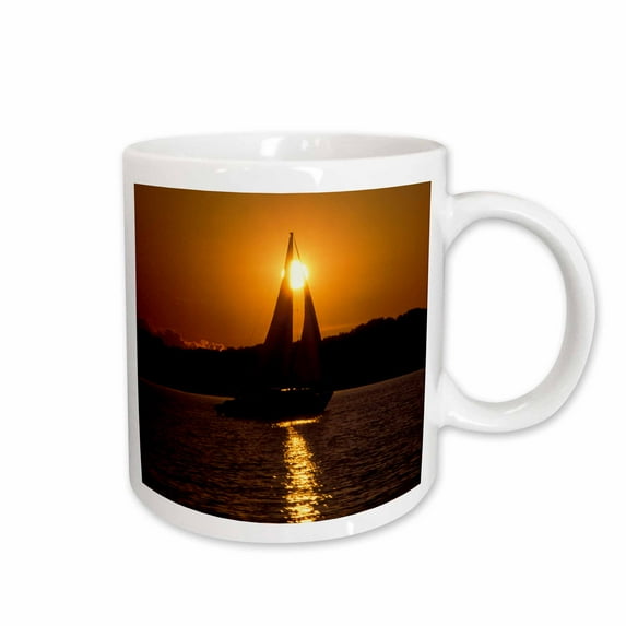 3drose, Usa, Minnesota, Sailboat Sunset Leech Lake - Us24 Pha0006 - Peter Hawkins, 15oz Mug