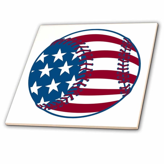 3dRose, USA Stars and Stripes Baseball American Sports Design, 4 Inch Ceramic Tile