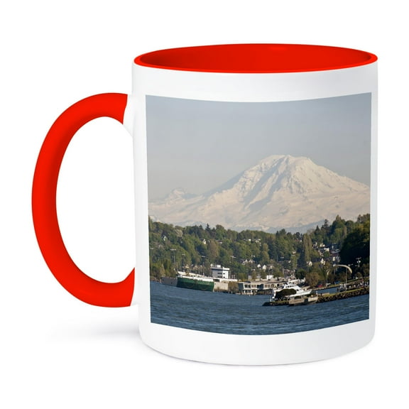 3dRose, USA, Washington, Seattle, Mountain, Mt Rainier - US48 TDR1003 - Trish Drury, 11oz Two-Tone Red Mug