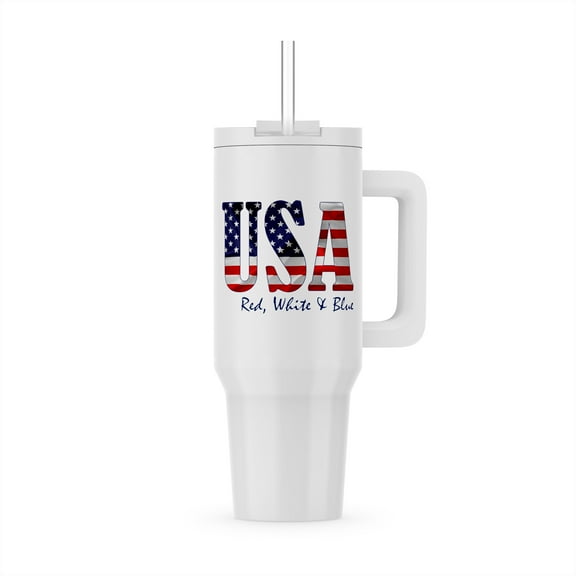 Usa Text, The American Flag. Red, White And Blue Patriot Text, 30oz Tumbler