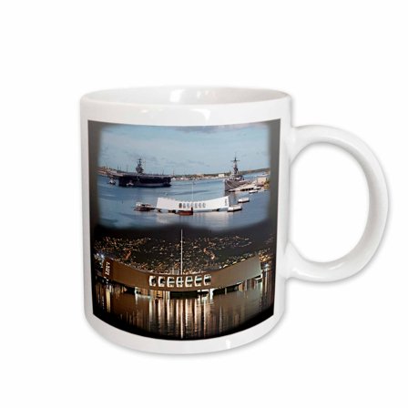 3drose, Uss Abraham Lincoln, Uss Arizona Memorial (day and Night) Pearl Harbor, 11oz Mug